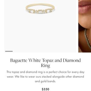 Gorjana size 7 Excellent condition Baguette white Topaz and Diamond Ring